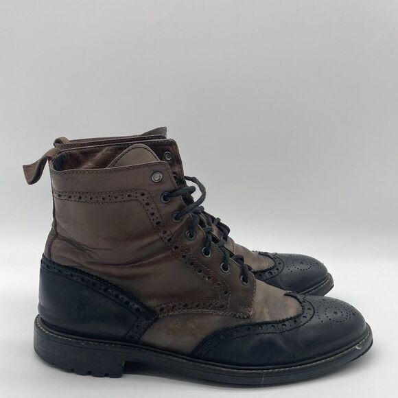 Mens Size 10 Gordon Rush Leather Dress Boots Brown/Black Oxford Wingtip Ankle - Picture 1 of 10
